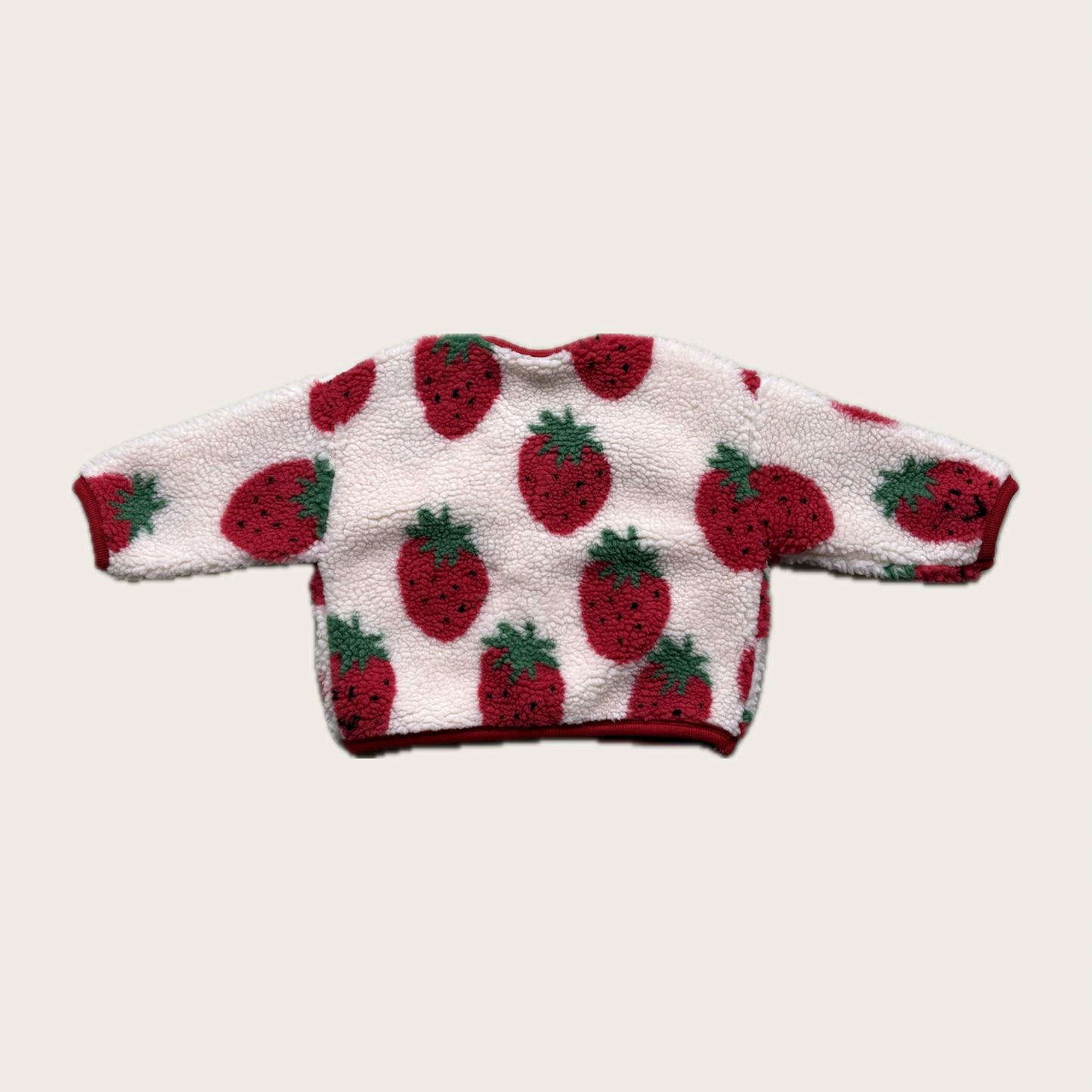 button up strawberry print fleece jacket with red trim – Village concept store