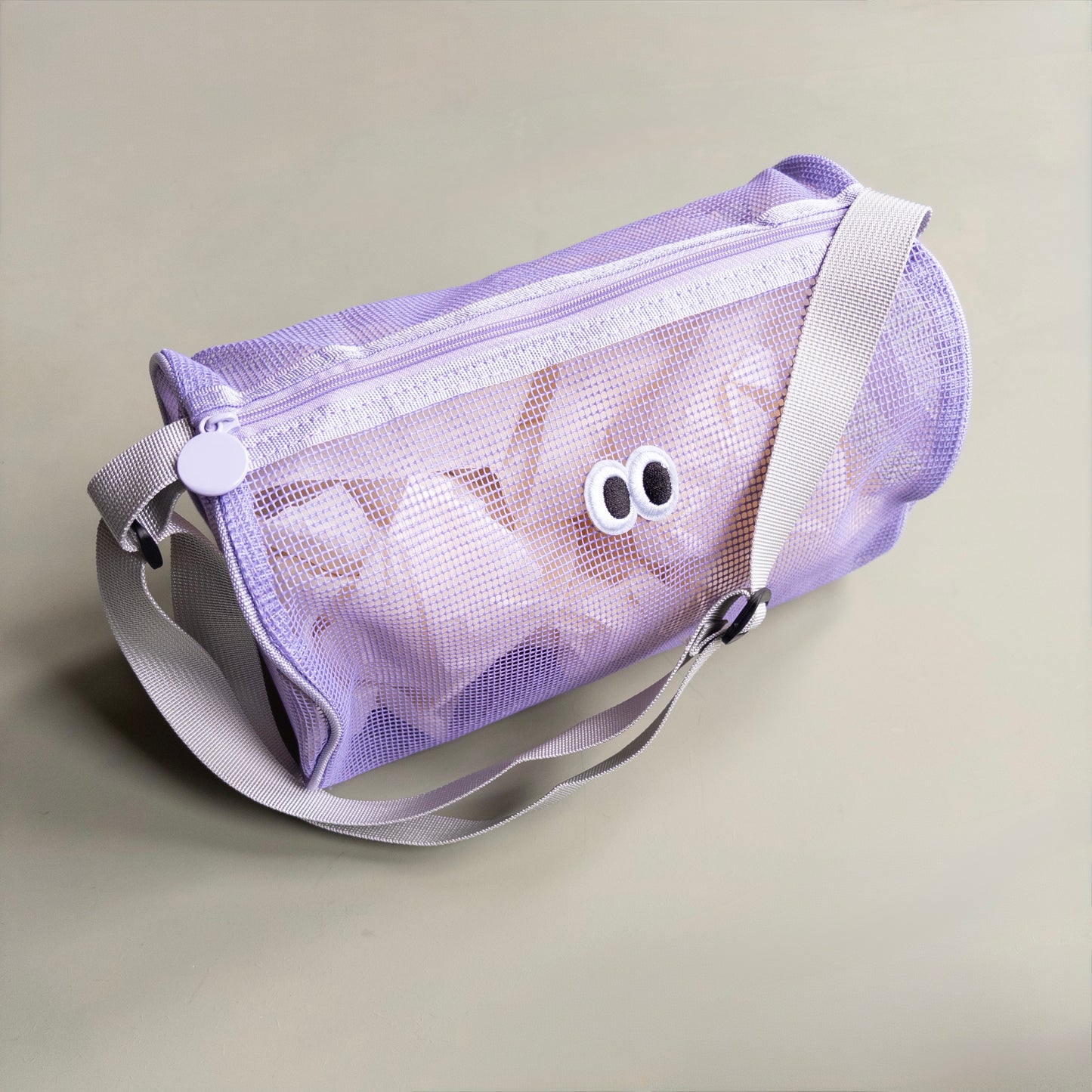 Lilac Mesh Peekaboo Eyes Bag
