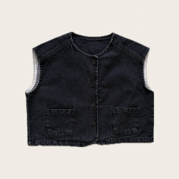 Black Denim Gilet Vest