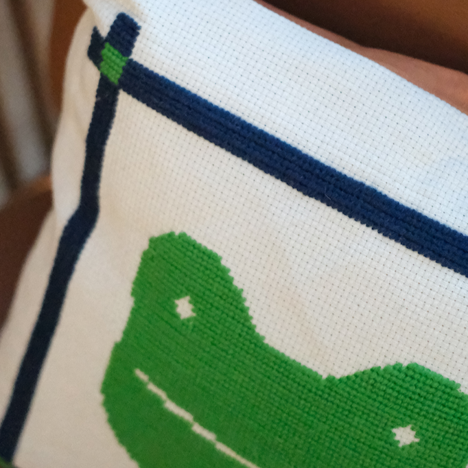 'Froggy' Needlepoint Cushion