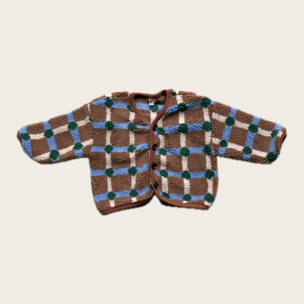 brown and blue check fleece jacket – Village concept store