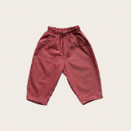 Red Stripe Cotton Twill Kids Trousers