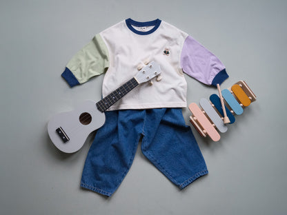 Colour Block Long Sleeve Kids T Shirt