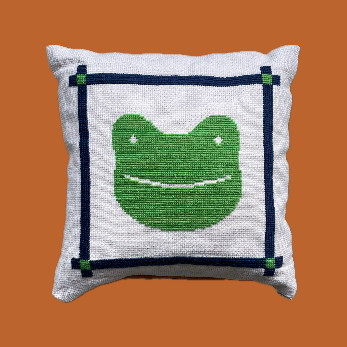 'Froggy' Needlepoint Cushion