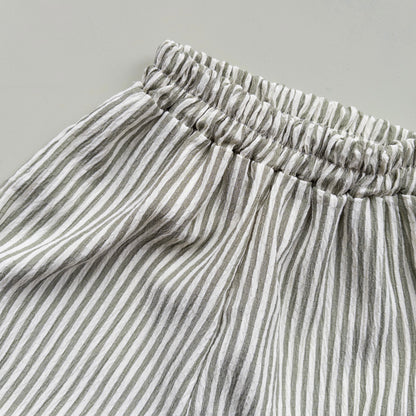 Green Stripe Flowy Kids Trousers