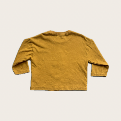 relaxed boxy fit yellow long sleeve t shirt – 100 percent cotton