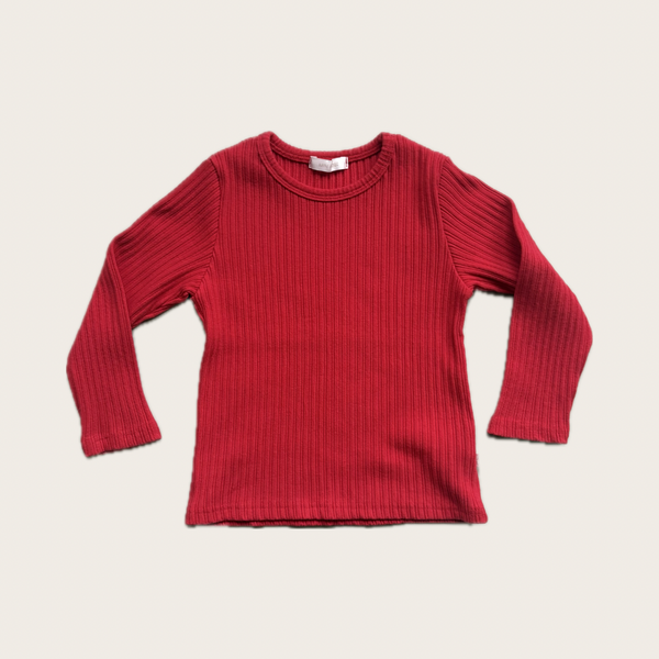 bright red ribbed long sleeve t shirt – Village concept store
