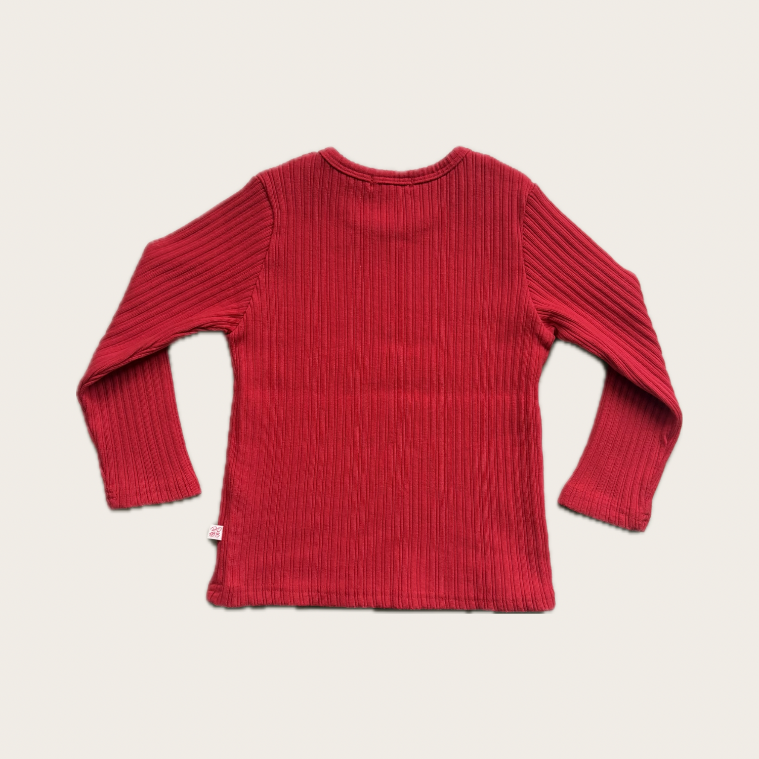 ribbed cotton stretch fabric detail in red long sleeve t shirt