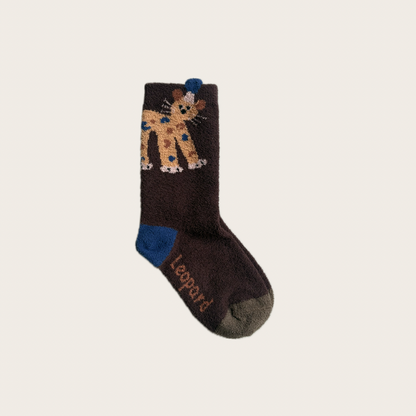 leopard design children’s sock in neutral tones