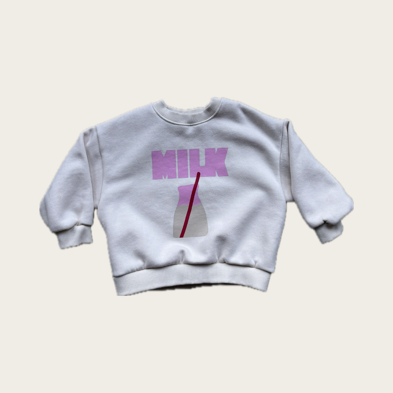 Korean kids fashion 'MILK' sweatshirt in pink and milky white - Village Concept Store