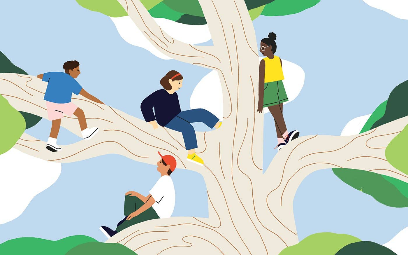 Open pages of Let’s Play Outdoors picture book showing illustrated scenes for kids