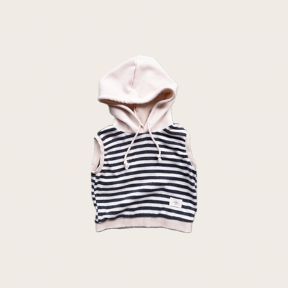 Terry Stripe Hooded Vest