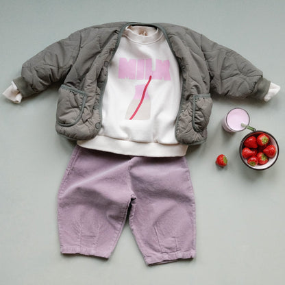 Milk Bottle Sweatshirt in Milky White & Candy Pink