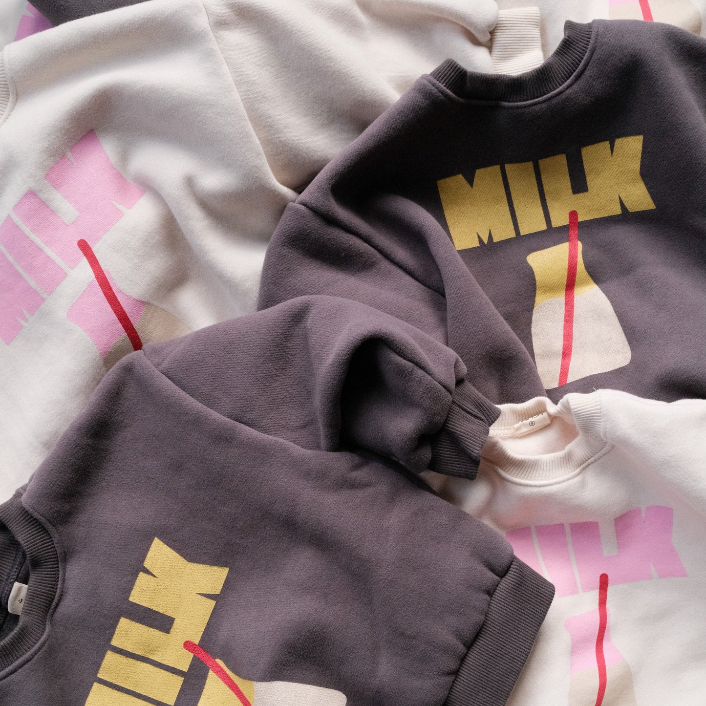 Milk Bottle Sweatshirt in Milky White & Candy Pink