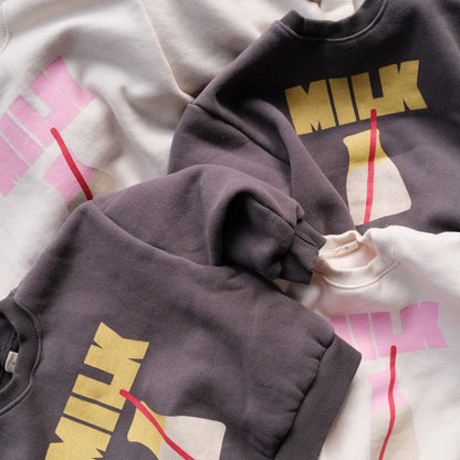 Milk Bottle Sweatshirt – Charcoal & Lemon Yellow