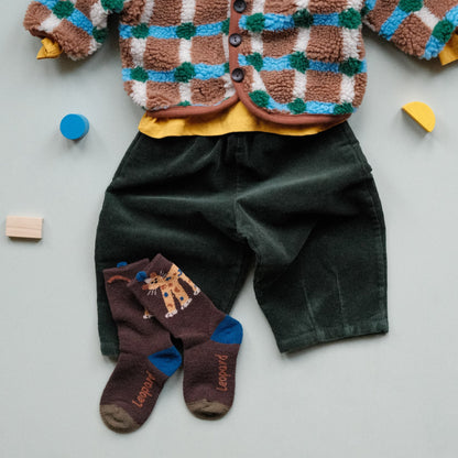 Forest Green Corduroy Barrel Trousers