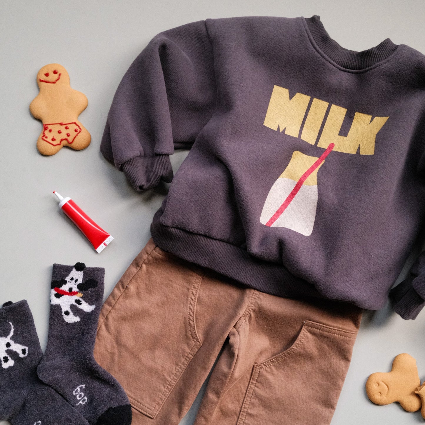 Milk Bottle Sweatshirt – Charcoal & Lemon Yellow