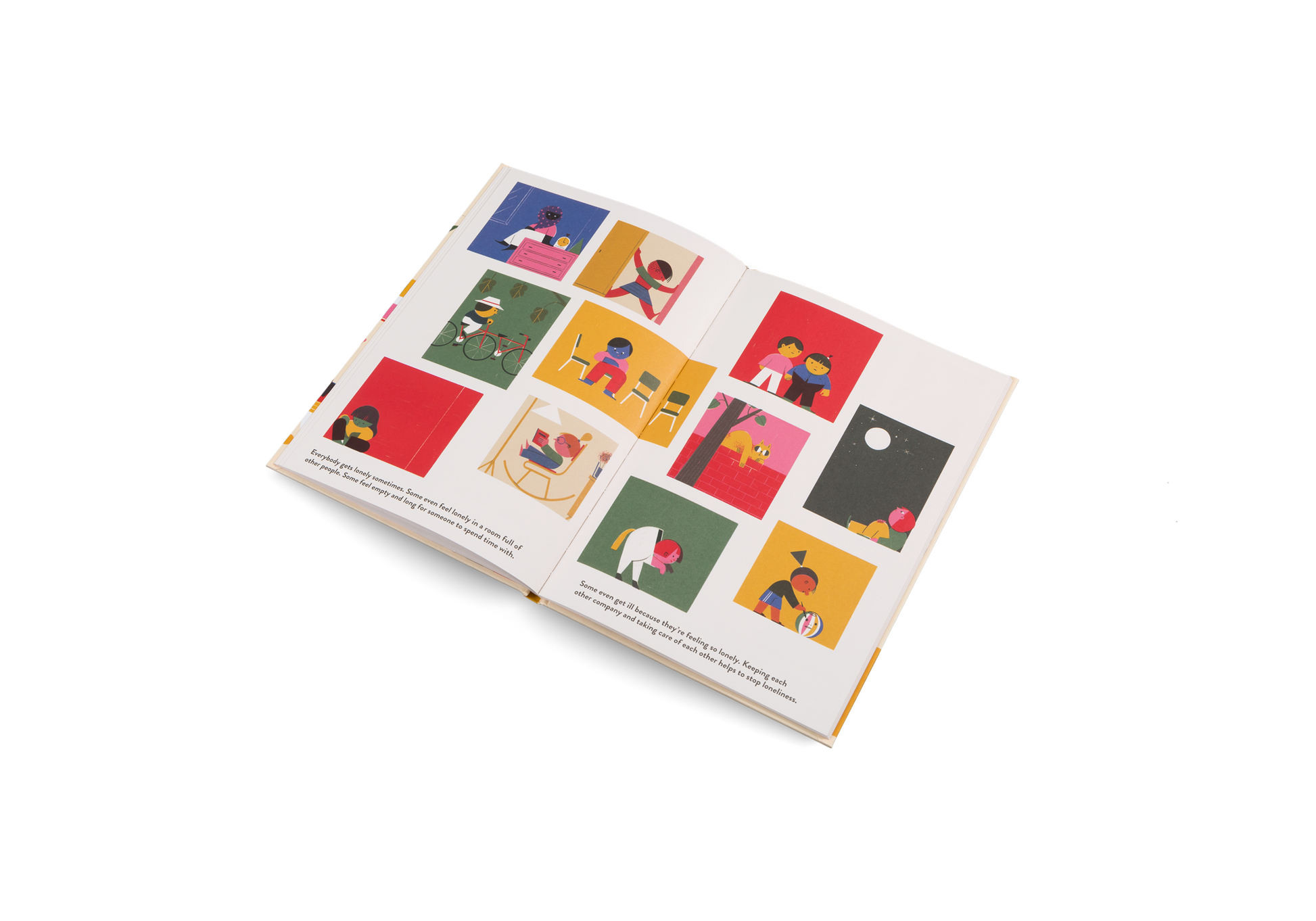 Close up of illustrated pages in You and Me and Everybody Else picture book