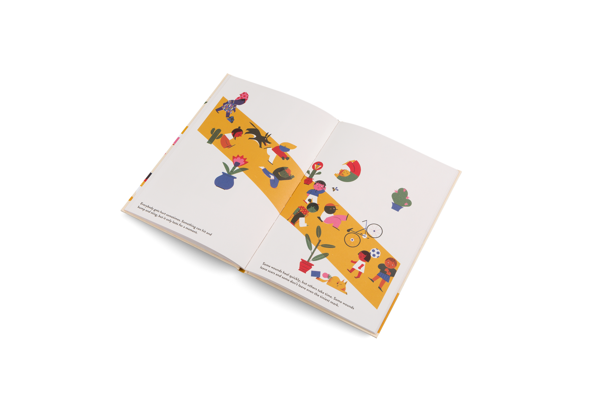 Close up of illustrated pages in You and Me and Everybody Else picture book