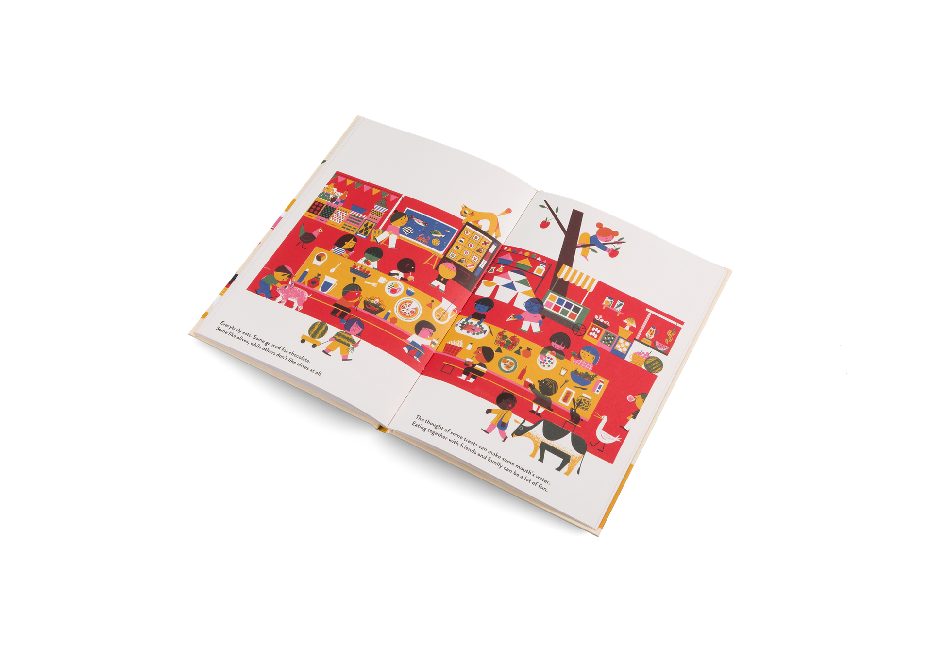 Close up of illustrated pages in You and Me and Everybody Else picture book