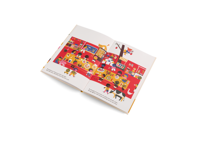 Close up of illustrated pages in You and Me and Everybody Else picture book